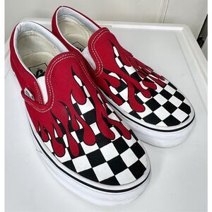 Vans Off The Wall Unisex Skate Shoes 500714 Checkered Red Drip Sz Men 5.5/W 7